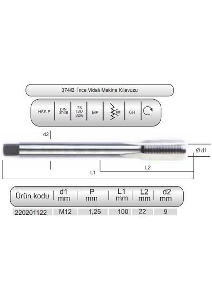 Hsse DIN374/B Mak.klvz. M12X1,25(6H)