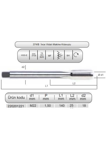 Hsse DIN374/B Mak.klvz. M22X1,5 (6h)