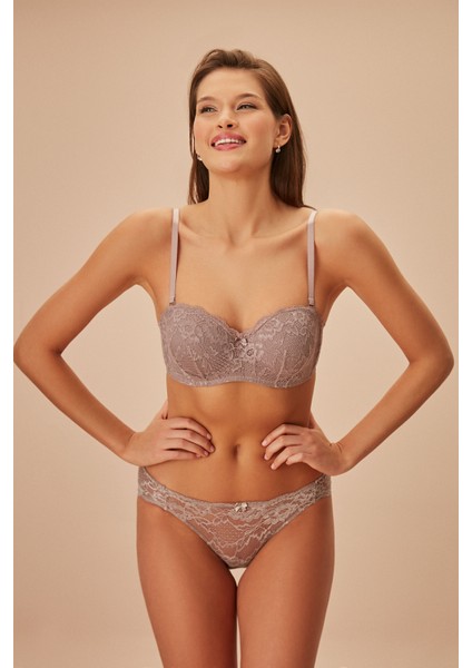 Lacy Yarı Destekli Straplez Sütyen