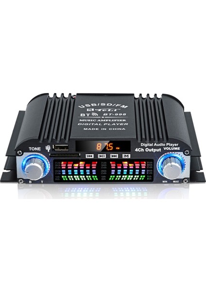 BT-998 Hıfı Dijital Ses Amplifikatörü LCD Ekran Classd Güç Amplificador Bluetooth Radyo Araba Ev Hoparlör Fm USB Sd (Yurt Dışından)