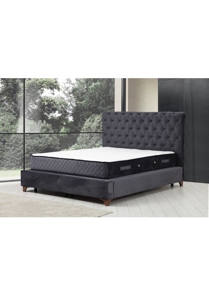 Deluxe Baza+Başlık+Sonata Yatak ANTRASIT150X200