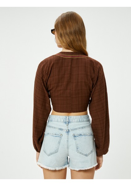 Crop Kimono Önden Bağlamalı Slim Fit Uzun Kollu fırsatları