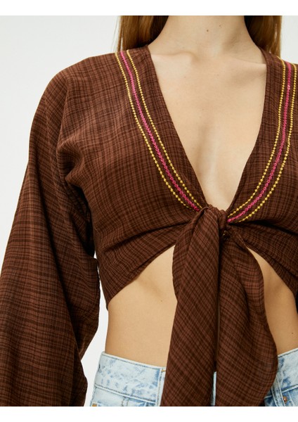 Crop Kimono Önden Bağlamalı Slim Fit Uzun Kollu indirimleri