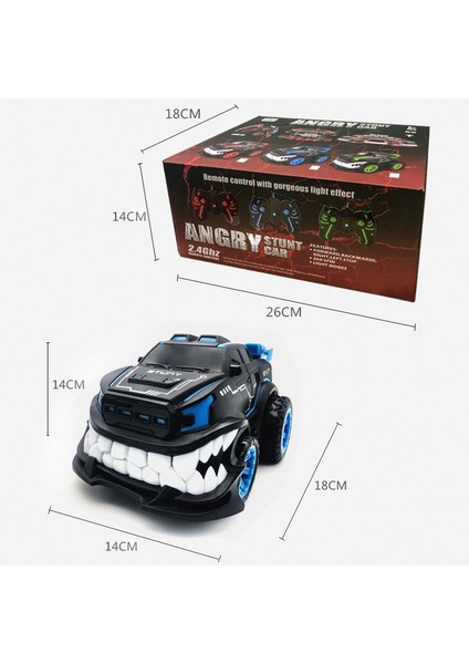 Özel Efektler 360 Derece Dikey Döner Uzaktan Kumanda Araç Şeytan Büyük Diş Off-Road Elektrikli Model Oyuncak Araba Kırmızı (Yurt Dışından)