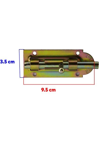 Mavzer Sürgü No:8 Kilit Kadmiyum 35X95 mm Kapı Pencere Emniyet Mandalı Kilidi