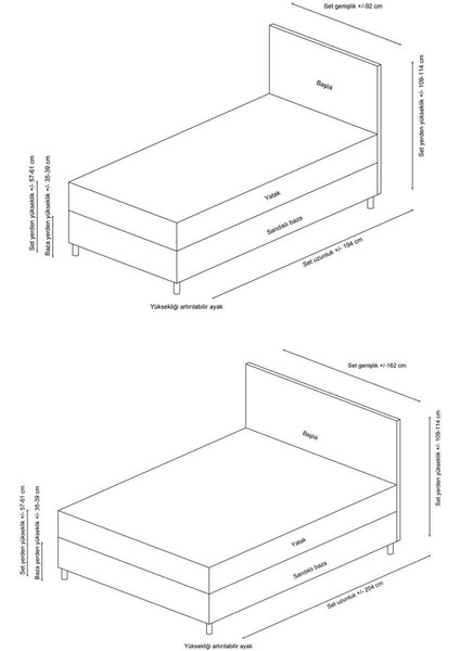 Safir Baza Başlık Pedsiz Yatak SETI150X200 indirimleri