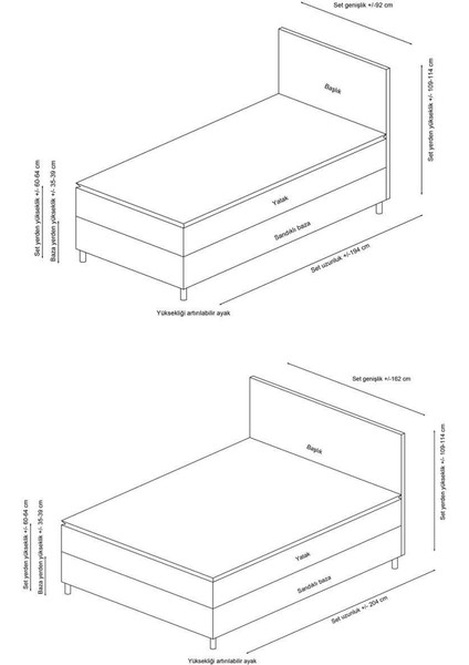 Orina Baza Başlık Pedli Yatak SETI140X200