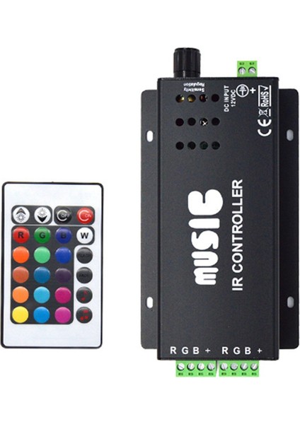 DC12-24V 24 Tuşlar Müzik Denetleyicisi 3 Kanal Ir Uzaktan Rgb Denetleyici Işık Lambası Için Ses Duyarlı (Yurt Dışından)