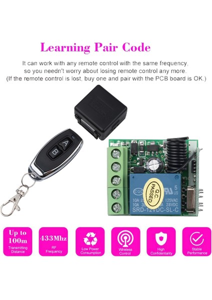 Dc 12V Tek Kanallı Röle Modülü Evrensel Kablosuz Anahtar Rf Röle Alıcı + 1 Uzaktan Kumanda (Yurt Dışından) fiyatları