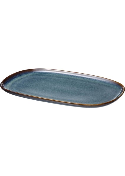 Gladelig Servis-Sunum Tabak Seti, Meridyendukkan Okyanus Mavisi 31X19 Cm, 4 Adet Sırlı Yüzey