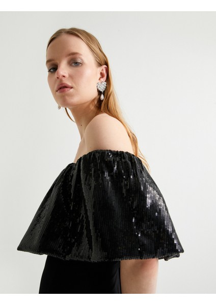 Pullu Payetli Abiye Elbise Omzu Açık Mini Boy Slim Fit fiyatları