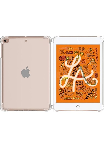 Apple iPad Mini 4 (2015) Antishock Köşe Korumalı Şeffaf Shockproof Esnek Kılıf ve Ekran Koruyucu A1538 A1550