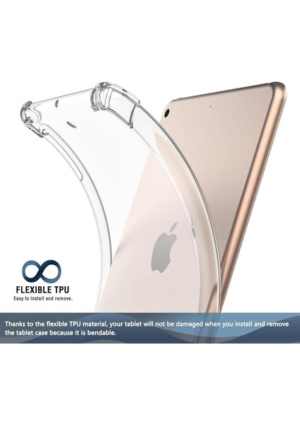 Apple iPad Mini 4 (2015) Antishock Köşe Korumalı Şeffaf Shockproof Esnek Kılıf ve Ekran Koruyucu A1538 A1550