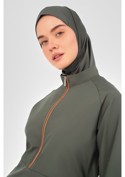 Reglan Kol Pantolonu Desenli Tesettür Mayo