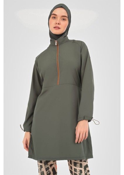 Reglan Kol Pantolonu Desenli Tesettür Mayo