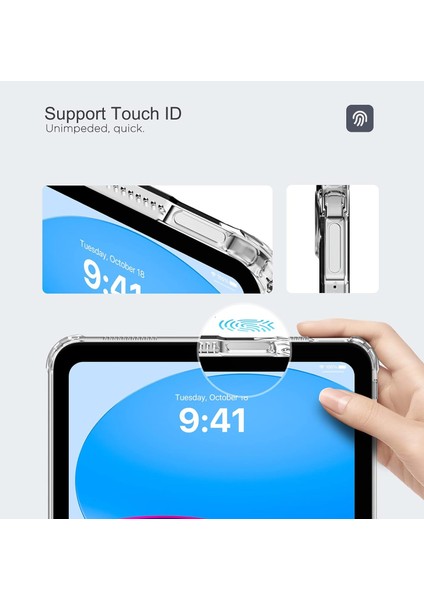 Apple iPad 10. Nesil 10.9 (2022) Antishock Köşe Korumalı Şeffaf Shockproof Esnek Kılıf A2696 A2757 A2777 A3162