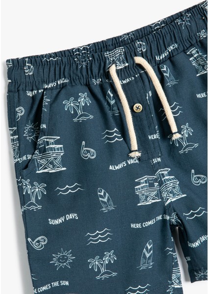 Kısa Şort Cepli Beli Bağlamalı Lastikli Pamuklu modelleri