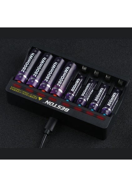1.5V Aa Aaa Şarj Edilebilir Pil Hızlı Şarj Cihazı Için 8 Yuvalı Hızlı Akıllı Akıllı Lityum Pil Şarj Cihazı (Yurt Dışından) modelleri