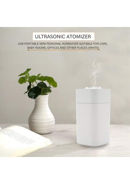 Arabalara, Bebek Odalarına, Ofislere ve Diğerlerine Uygun USB Taşınabilir Mini Kişisel Nemlendirici (Beyaz) (Yurt Dışından)