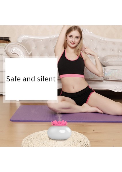 Uçucu Yağ Difüzörü, Ofis Masası Için Kişisel Lotus Nemlendiriciler, Sevimli Lotus USB Soğuk Mist Nemlendirici, Yeşil Çiçek + Beyaz (Yurt Dışından)