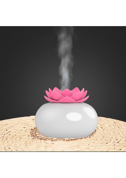 Uçucu Yağ Difüzörü, Ofis Masası Için Kişisel Lotus Nemlendiriciler, Sevimli Lotus USB Soğuk Mist Nemlendirici, Yeşil Çiçek + Beyaz (Yurt Dışından)