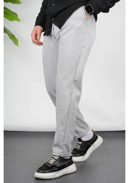 Erkek Double Paça Beli Lastikli Relax Fit Jogger Pantolon Gri EDW036