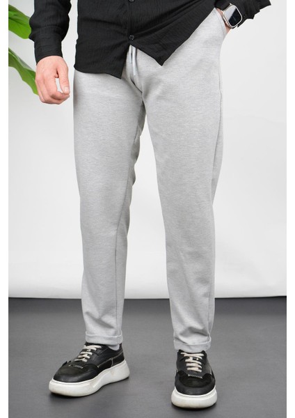 Erkek Double Paça Beli Lastikli Relax Fit Jogger Pantolon Gri EDW036