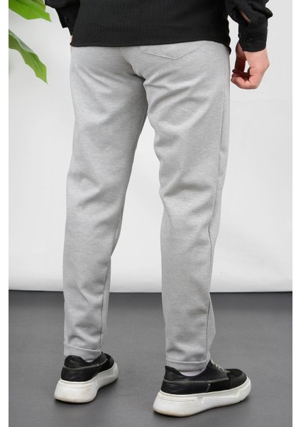 Erkek Double Paça Beli Lastikli Relax Fit Jogger Pantolon Gri EDW036