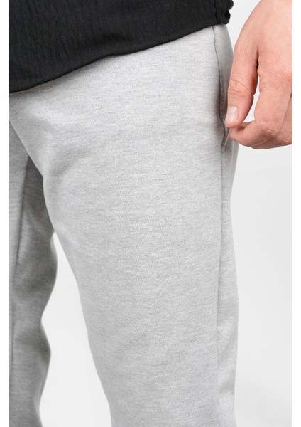 Erkek Double Paça Beli Lastikli Relax Fit Jogger Pantolon Gri EDW036