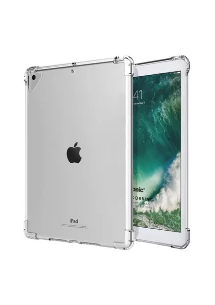 Apple iPad 5. Nesil 9.7 (2017) Antishock Köşe Korumalı Şeffaf Shockproof Esnek Kılıf ve Ekran Koruyucu A1822 A1823