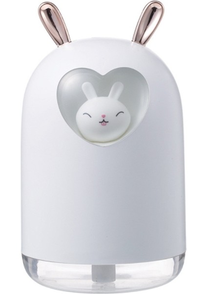 USB Nemlendirici 300 ml Sevimli Hayvan Ultrasonik Serin Mist Hava Yağ Difüzörü Romantik Renkli LED Lamba Humidificador, Beyaz (Yurt Dışından)