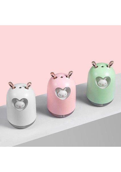 USB Nemlendirici 300 ml Sevimli Hayvan Ultrasonik Serin Mist Hava Yağ Difüzörü Romantik Renkli LED Lamba Humidificador, Beyaz (Yurt Dışından)