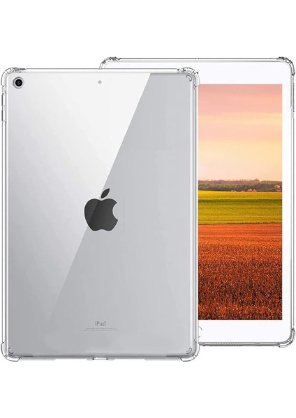 Apple iPad 8. Nesil 10.2 (2020) Antishock Köşe Korumalı Şeffaf Shockproof Esnek Kılıf ve Ekran Koruyucu A2270 A2428 A2429 A2430