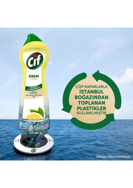 Krem Yüzey Temizleyici Limon Kokulu Klor Boya Fosfat Paraben İçermez 750 ML x3