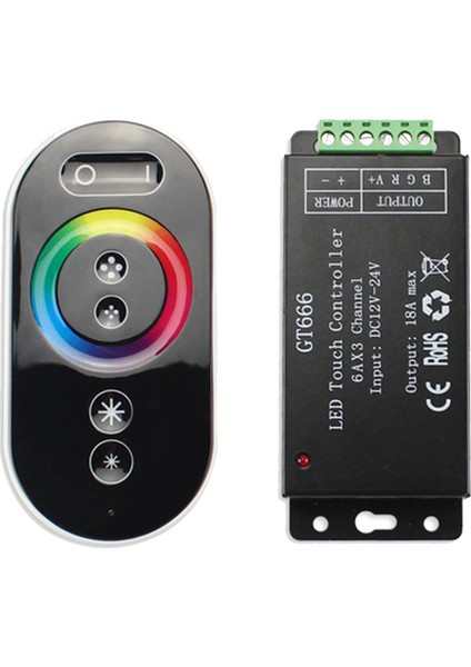 GT666 Rgb LED Denetleyici Kablosuz Rf Dokunmatik Uzaktan Dc 12 V 24 V 18A 3 Kanal Işıkları Bant Dimmer Anahtarı (Yurt Dışından)