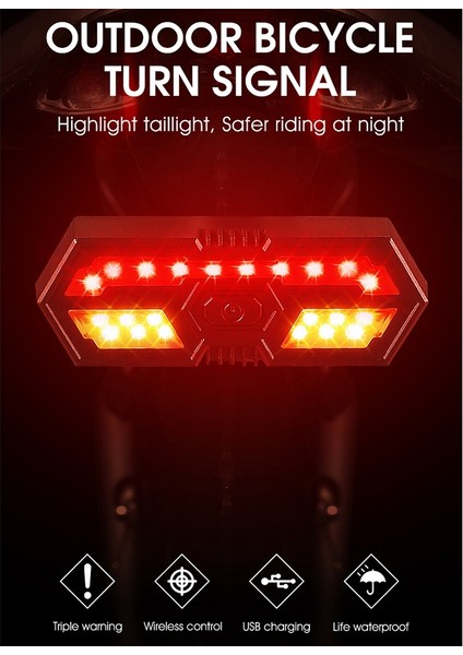 Yeni Bisiklet Dönüş Sinyalleri Uzaktan Kumanda Bisiklet Yön Göstergesi LED Arka Işık Bisiklet Arka Lambası Boynuz ile (Yurt Dışından) fiyatları