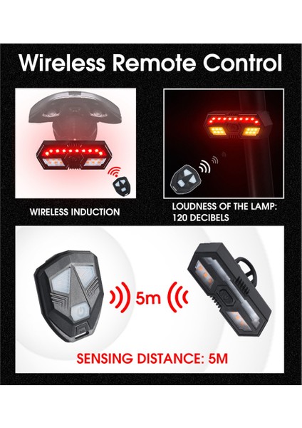 Yeni Bisiklet Dönüş Sinyalleri Uzaktan Kumanda Bisiklet Yön Göstergesi LED Arka Işık Bisiklet Arka Lambası Boynuz ile (Yurt Dışından) fırsatları