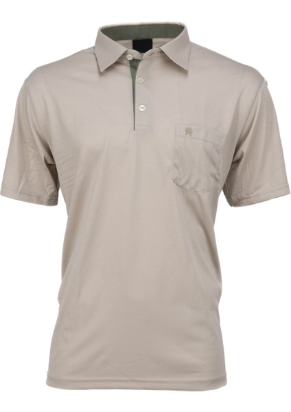 Erkek Gömlek Yaka Cepli Kısa Kollu Normal Kesim Tam Kalıp Premium Pamuklu Kumaş T-Shirt