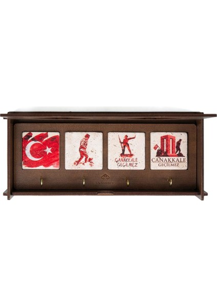 Çanakkale Serisi 4'lü Traverten Dekoratif Askılık