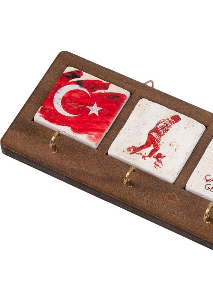Çanakkale Serisi 4'lü Traverten Dekoratif Askılık