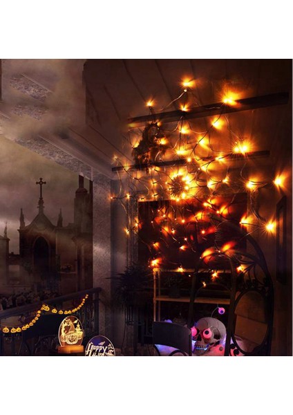 Cadılar Bayramı Süslemeleri LED Işıklar Örümcek Web Dekorasyonu Duvar Örgü Işıkları Uzaktan Kumanda Cadılar Bayramı Atmosfer Işıkları E (Yurt Dışından) fırsatları