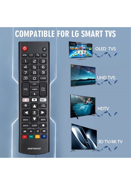 Tüm Lg Tv Için Uzaktan Kumanda AKB75095307 Evrensel OLED LCD LED Hdtv 3D 4K Akıllı Tv, Kısayol Düğmeleri Ile, 2 Paket (Yurt Dışından) modelleri