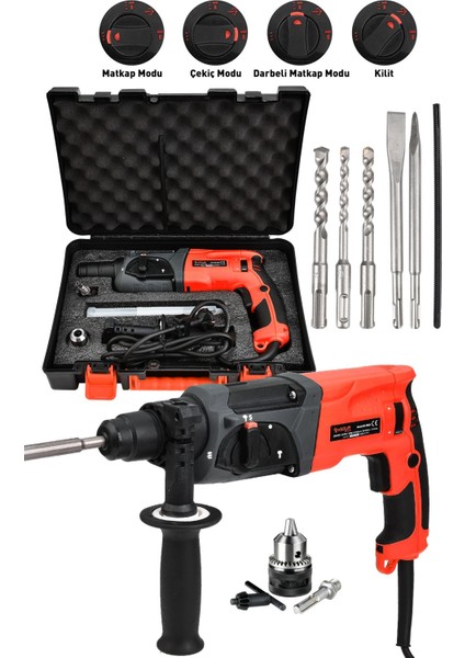 Assur Plus Extra Güçlü Pro Kırıcı Delici Darbeli Hilti Matkap 850 W Kırmızıı