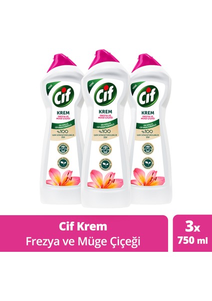 Krem Temizleyici Frezya ve Müge Çiçeği 750 ml x3