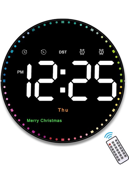 Uzaktan Kumandalı Dijital Duvar Saati, Zaman Tarih Sıcaklık Haftası ile 10 Inç Renkli Dinamik LED Saat Ekranı (Yurt Dışından)