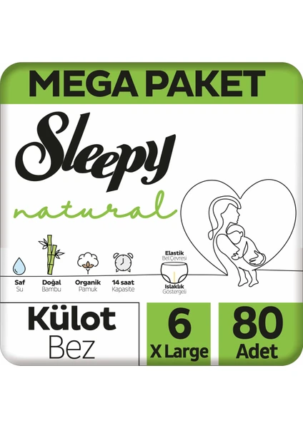 Natural Külot Bez 6 Numara Xlarge Mega Fırsat Paketi 80 Adet