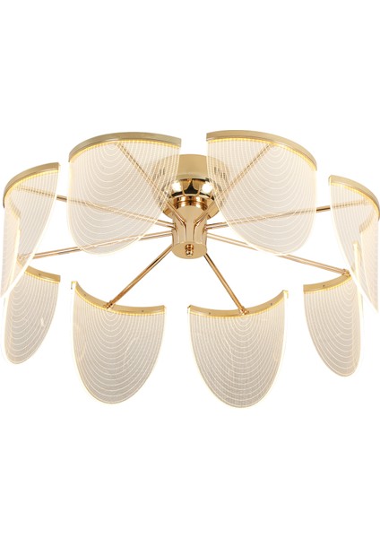 Janne 8 Li Gold Kaplama 26 Watt 3 Renkli Ledli Modern Tasarım Oturma Odası Salon LED Avize