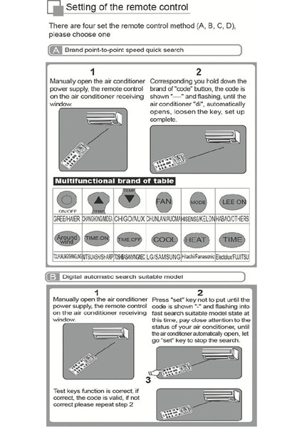 2x Evrensel 1000'I 1 Arada LCD Düşük Güç Tüketimi K-1028E Klima A/c Uzaktan Kumanda Kontrol Cihazı (Yurt Dışından)