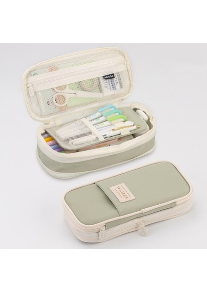 Angoo Macaron Çift Katmanlı Geri Çekilebilir Büyük Kapasiteli Kalem Kutusu Kırtasiye Kutusu Yeşil (Yurt Dışından)