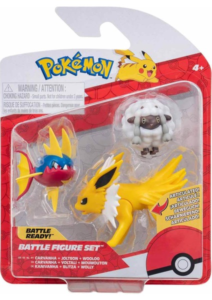 Pokemon Battle Figür 3lü Set S15 - Carvanha Jolteon Wooloo